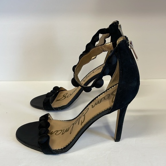 Sam Edelman Addison Black Suede Open Toe Ankle Strap Heels - Picture 5 of 10